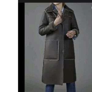 Anthropologie Kerry Reversible Faux Fur Duster Coat Jacket  Size XS